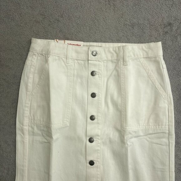 NEW Wrangler White Denim Midi Skirt Women's Size 8 Button Front - Picture 11 of 13